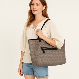 Kate Spade New York Quilted Nylon Tote Bag with Patent Leather Trim